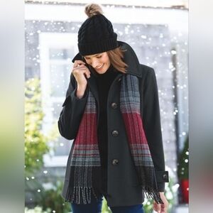 London Fog Women's Peacoat with Scarf Size 12